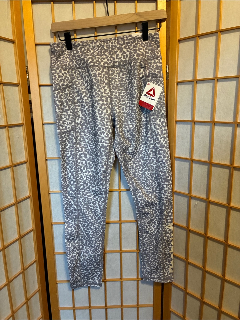 Reebok Light Gray Leopard Print Athletic Leggings